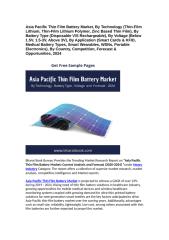 Asia Pacific Thin Film Battery Market, By Technology, By Battery Type, By Voltage, By Application, By Country, Competition, Forecast & Opportunities, 2024.docx