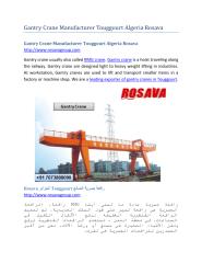 Gantry Crane Manufacturer Touggourt Algeria Rosava.pdf