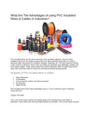 What Are The Advantages of using PVC Insulated Wires & Cables In Industries.docx