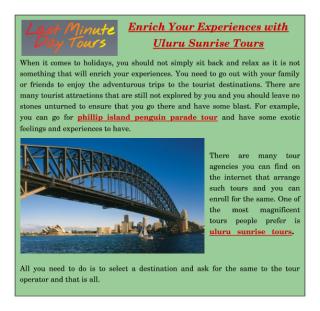 Enrich Your Experiences with Uluru Sunrise Tours.pdf